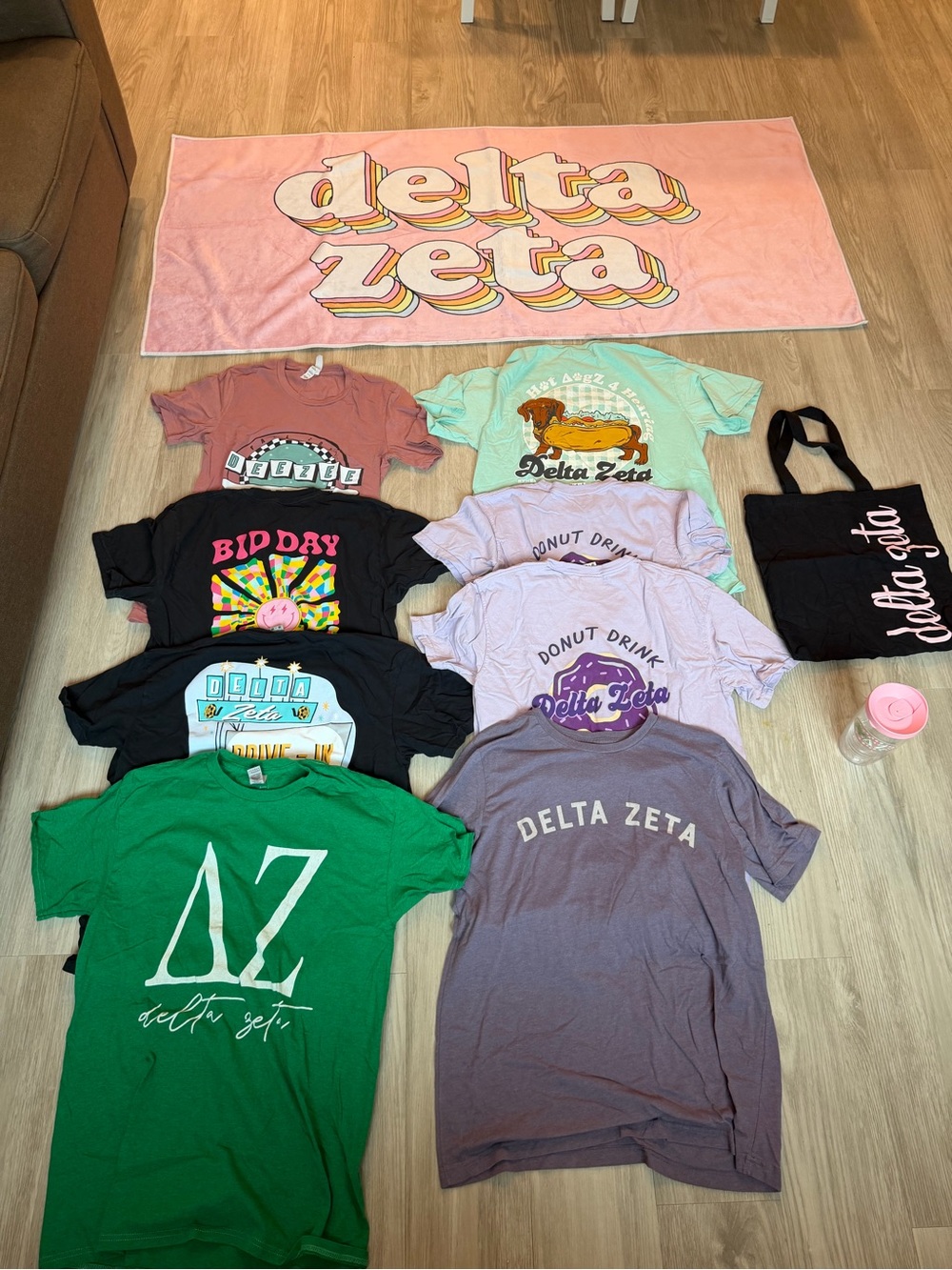 Delta Zeta Bundle: Tshirts, tote bag, towel, cup